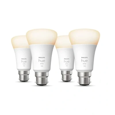 Image of Philips Hue White B22 Bulb 4 Pack 4x1055lm, dimmable, Warm Light, controllable via app, Compatible with Amazon Alexa (Echo, Echo Dot)