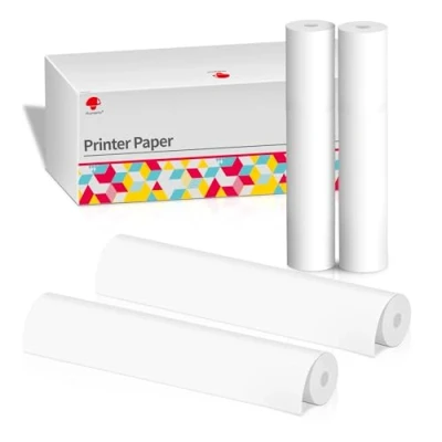 Image of Phomemo A4 Thermal Printer Paper 4 Rolls, 210x297 mm, BPA Free, Compatible with M832/M834 Portable for Travel, Home, Photo, Invoice, Contract, 20 Sheets/Roll