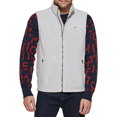 Image of Tommy Hilfiger Men&#039;s Lightweight Polar Fleece Vest, Ice, S