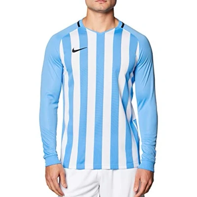 Image of Nike Men Men&#039;s Striped Division III Football Jersey Long Sleeved T Shirt Black/White/(Black), Large