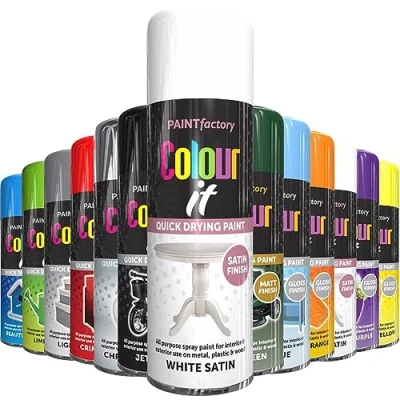 Image of AlezyB White Satin 400ml All Purpose Spray Paint Use on Metal, Wood, Plastic and Multipurpose Aerosol Professional Quality Perfect Finish, for Interior Exterior Excellent Coverage
