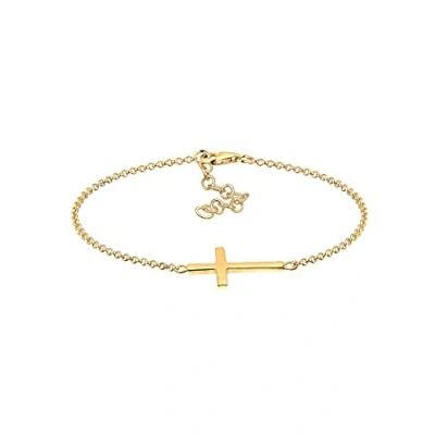 Image of Elli Women&#039;s 925 Sterling Silver Gold Plated Cross Bracelet of Length 18 cm
