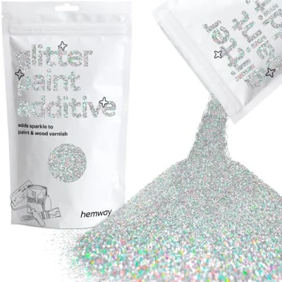 Image of Glitter Paint for Walls Silver Holographic Additive Emulsion Latex Acrylic Sparkles Interior Painting 100g / 3.5oz