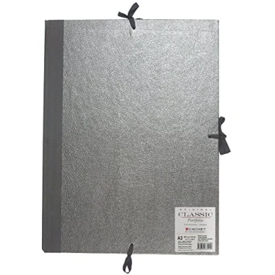 Image of Daler Rowney Cachet Classic, Portfolio, with Ribbon Ties and Flaps, A3 approx. 11.7 x 16.5in 29.7 42 cm, Black