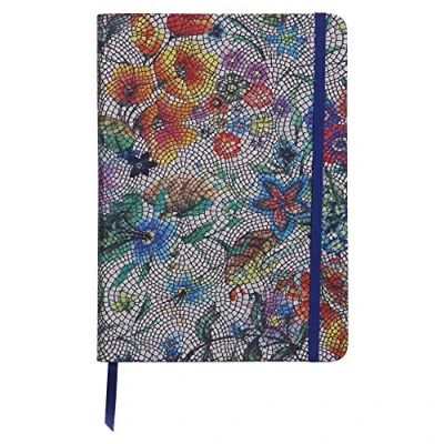 Image of Clairefontaine Ref 400120C Céleste&#039; Leather Softcover Notebook (144 Pages) A5 (148 x 210mm) in Size, Lined Rulings, Genuine Leather, Elastic Closure Multicoloured Flowers