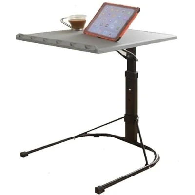Image of KKTECH Adjustable Table Space Saving Computer with Metal Legs, Foldable Design Versatile Folding Tables Small for Home Office and Study, Perfect Compact Spaces (Grey)
