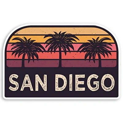 Image of 2 x 10cm Rustic San Diego America Vinyl Stickers USA Luggage Sticker #34318 (10cm Wide)