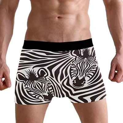Image of PUXUQU Mens Boxers Shorts Animal Zebra Print Boxer Briefs Underwear for Men Boy
