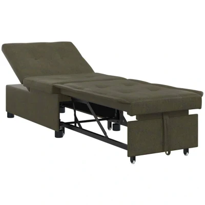 Image of vidaXL Sofa Bed 3 in 1 Pull Out Design Dark Grey Faux Suede Leather