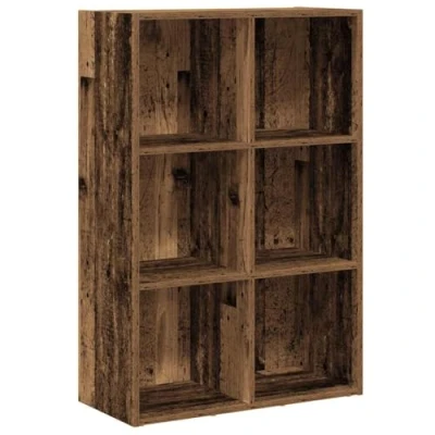Image of vidaXL Book Cabinet/Sideboard Old Wood Finish Engineered Bookcase &amp; Storage Unit 6 Compartments 66x30x98 cm Versatile for Living Room, Office, Bedroom
