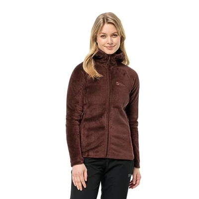 Image of Jack Wolfskin Women&#039;s Rotwand Hooded Fz W Fleece Jacket, Dark Maroon, XS