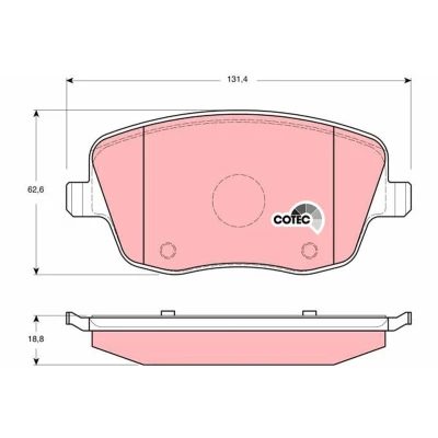 Image of 6Q0698151A, SK6Q0698151A Brake pad set TRW COTEC GDB1414 not prepared for wear indicator SEAT: Ibiza 4, 3, 4 Sportcoupe, SKODA: Fabia 2