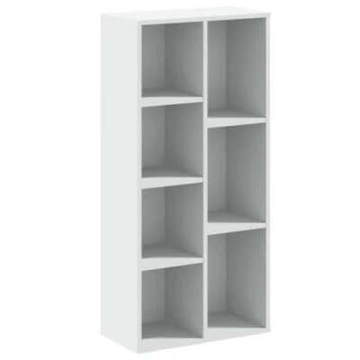 Image of vidaXL White Engineered Wood Bookcase/Bookshelf Freestanding Cabinet with 7 Compartments for Living Room/Office, 50x25x105 cm