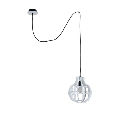 Image of Bento wire Frame Pendant Ceiling Light Black, White, 28cm, 1x E27, 200cm