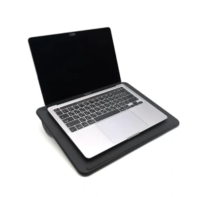 Image of ergomi Portable Laptop Tray with Soft Cushion, Wrist Support, Dual Sides Usage, Bed Great for Reading, Writing, Notebook Using, Work from Home, Lapdesk Fit up to 14&quot; Laptop, PU.