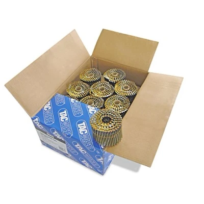 Image of Tacwise 0965 Bright Flat Top Coil Nails Type 2.8 x 83 mm, Diamond Point, Ring Shank, 16 Inclined, Wire Collated, Pack of 4000
