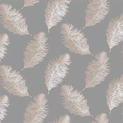 Image of Fawning Feather Grey Rose Gold Metallic Shimmer Wallpaper Feature YöL