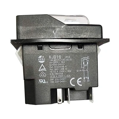 Image of KEDU KJD16 5 Pins Waterproof Electromagnetic Push Button Switch On Off Switches with Overload Protection UVLO for Electric Power Tools Machine Tool Equipment 220V 16A 2HP (KJD16)