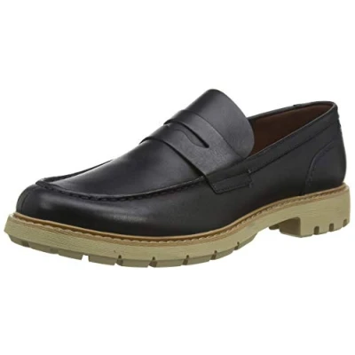 Image of Clarks Mens Batcombe Edge Shoes Various Colours Navy Leather (archived) Size UK 8.5