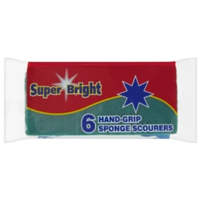 Image of Super Bright 6 Hand Grip Sponge Scourers x Case of