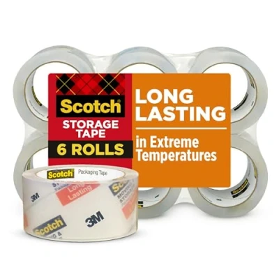 Image of Scotch Long Lasting Storage Packaging Tape, 1.88&quot; x 54.6 yd, Designed for and Packing, Stays Sealed in Weather Extremes, 3&quot; Core, Clear, 6 Rolls (3650 6)