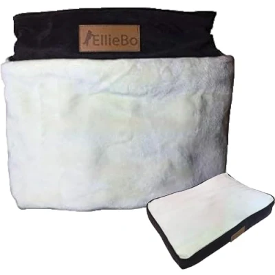 Image of Ellie Bo Small Dog Bed Cover for 24 inch Cage/Crate Brown Corduroy/Beige FauxFur