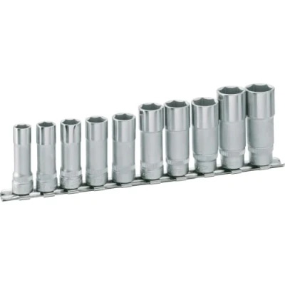 Image of HAZET 880LG/10H 240 mm 6 Point Hexagon Traction Profile Socket Set Chrome Plated/Polished