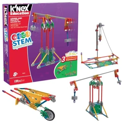 Image of K&#039;NEX STEAM Education Levers and Pulleys Building Set Educational Toys for Kids, 139 Piece STEM Learning Kit, Engineering Construction Kids Ages 8+ Basic Fun 79319