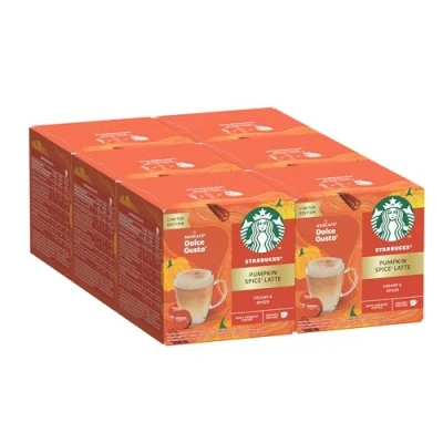 Image of STARBUCKS Pumpkin Spice Latte by NESCAFÉ Dolce Gusto, Dark Roast, Coffee Pods 6 x 12 (72 Capsules)