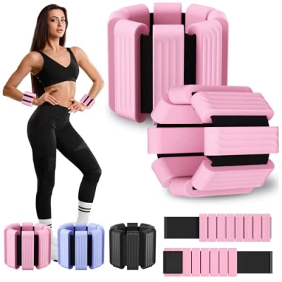 Image of Giiyr Ankle Weights for Women Men,Adjustable Wrist Set of 2(1lb Each),Wearable leg weights/arm weights，Wrist &amp; Bracelet Yoga,Pilates,Running, Fitness,Physical Therapy (Pink)