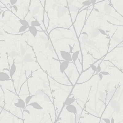 Image of Boutique Belle Geometric White/Silver Wallpaper Paste The Wall Traditional intertwining White and Silver Leaf Design. Feature or 4 Design Suitable for Any Room