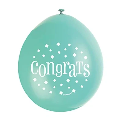 Image of Assorted Color Congrats Latex Balloons (22cm) Pack of 10 Celebration Balloons, Perfect for Parties &amp; Events, Green
