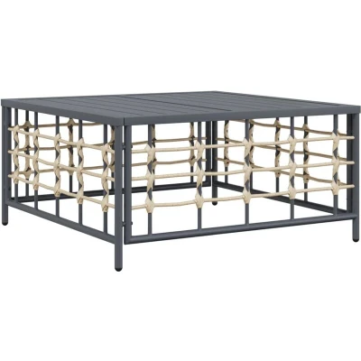 Image of vidaXL Garden Table Anthracite 70x70x34 cm Poly Rattan