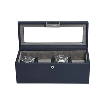 Image of Stackers Navy Blue 4 Piece Watch Box