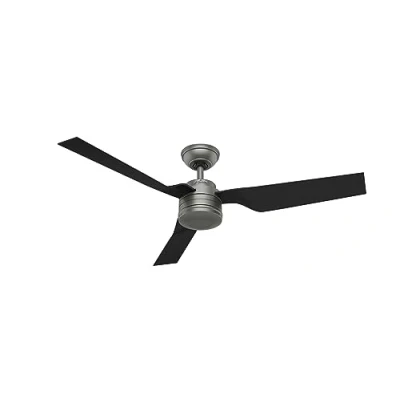 Image of HUNTER Fan Ceiling Cabo Frio 132 cm Indoor and Outdoor, Wall control, Matte Silver, 3 Reversible Blades Black Ideal for Summer or Winter, Model 50638