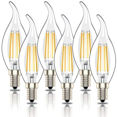 Image of E14 Led Candle Bulbs,Non Dimmable,SES C35 Small Edison Screw Light Bulb, 4W (40W Equivalent),Warm White 2700K, Pack of 6