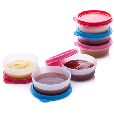 Image of Small Food Containers With Lids 6 Pack Of Mini Storage Pots Leak Proof Snack Condiment Cups Stackable Reusable BPA Free Plastic Dishwasher Safe Portable Lunchbox Baby Portion