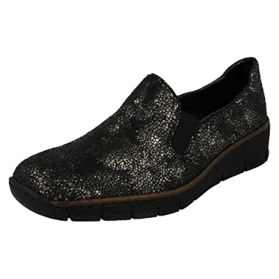 Image of Rieker Womens 53766 00 Cristallin Slip On Casual Shoes (Black, UK Footwear Size System, Adult, Women, Numeric, Medium, 6)
