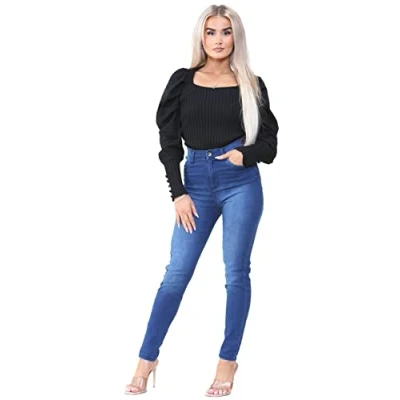 Image of 989Zé ENZO Womens Jeans Skinny Stretch Jean High Waisted Denim Pants EZL420 Blue 12