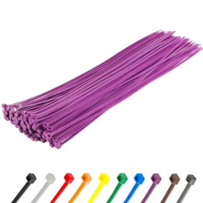Image of Gocableties Heavy Duty Long Purple Cable Ties, 370mm x 4.8mm, Pack of 100, Premium Nylon Zip Plastic Tie Wraps, Secure Self Locking Mechanism, for Home, Garden, Office and DIY