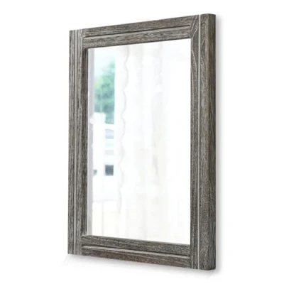 Image of AAZZKANG Mirror Wall Rustic Wood Framed Vintage Bathroom Bedroom Decorative Rectangle Hanging