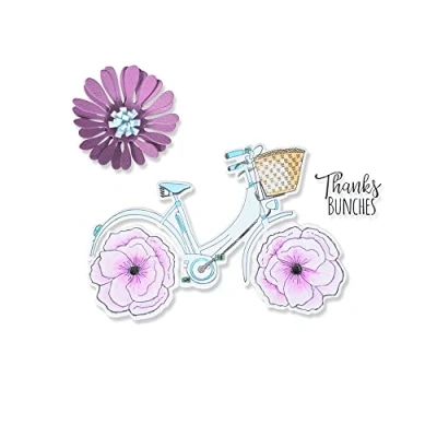 Image of Sizzix Framelits Die Set 4PK w/Stamps Thankful Bicycle by Jen Long, 665322, Multicolor, One Size