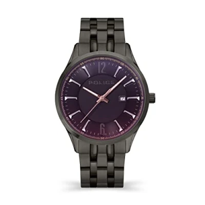 Image of Police Laser Mens Watch with Gunmetal Grey Dial and Dark Stainless Steel Bracelet, 44mm Case in Branded Box PEWJH2194402 2 Year Warranty