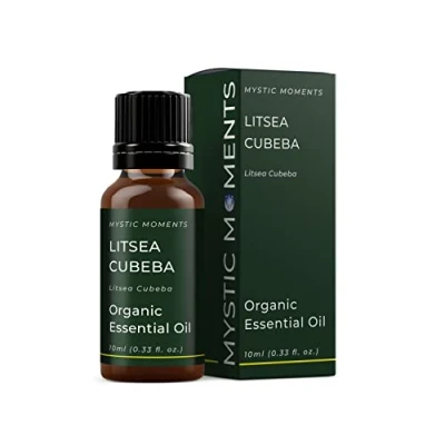 Image of Mystic Moments Organic Litsea Cubeba (May Chang) Essential Oil 10ml Pure &amp; Natural for Diffusers, Aromatherapy Massage Blends Vegan GMO Free