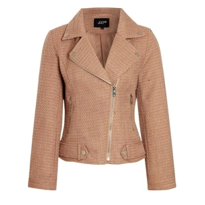 Image of SS7 Womens Tweed Biker Jacket Textured Blazer