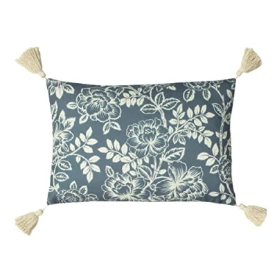 Image of Paoletti Somerton Cushion Blue Size 35cm (w) x 50cm (l)