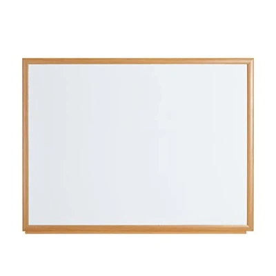 Image of Bi Office Earth Prime Whiteboard, Melamine Dry Wipe Surface with Oak Effect Frame, 120 x 90 cm