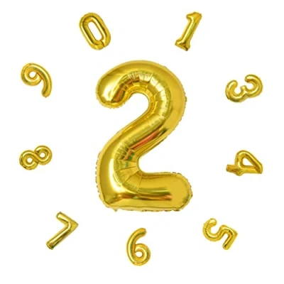 Image of 40&quot; Number Balloons,Helium 2 Balloons Birthday,Self Inflating Balloons,Foil Balloon for Birthday Party,New Year Decoration,Anniversary Decoration,Company Celebration (Gold #2)