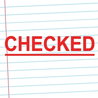 Image of Checked Self Inking Teacher/Office Stamp, Reinkable, Quality School Stamp 10x39mm Red Ink.