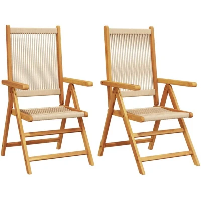 Image of vidaXL Garden Chairs 2 pcs Beige Solid Wood Acacia and Polypropylene